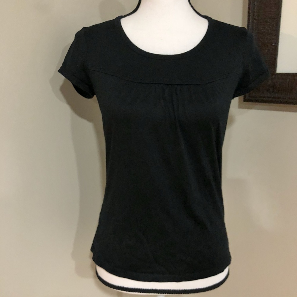 *ANN TAYLOR* Black Short Sleeve Cotton Shirt Size XS